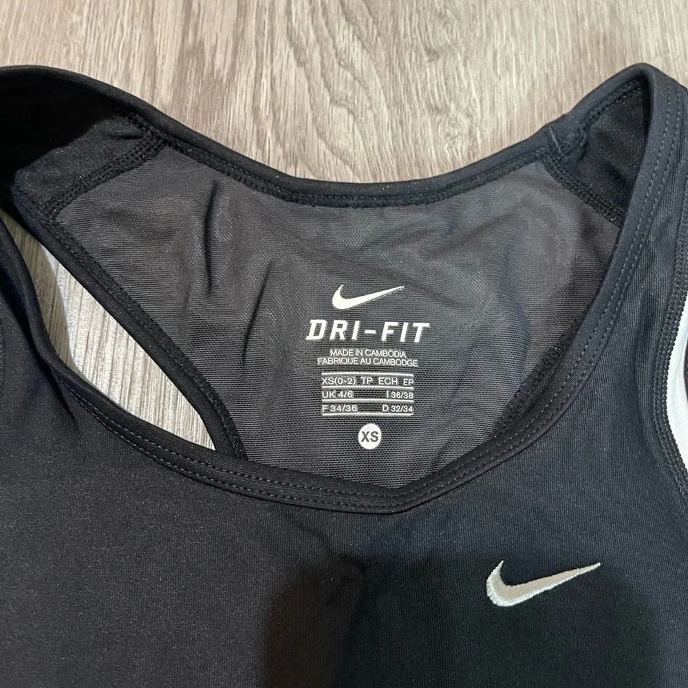 Nike Women's Black and White Dri-FIT Tank Top